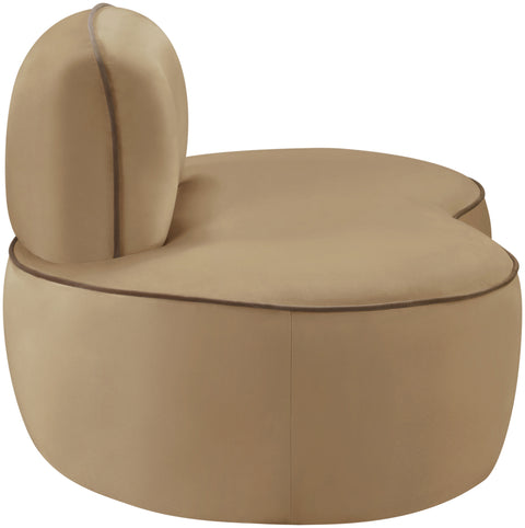 Marlow Beige Velvet Upholstered Chair, 1 Piece