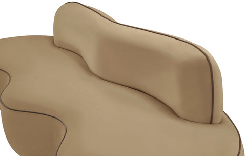 Marlow 100" Beige Velvet Upholstered Sofa, 1 Piece