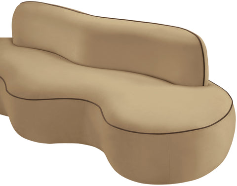 Marlow 100" Beige Velvet Upholstered Sofa, 1 Piece