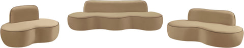 Marlow 100" Beige Velvet Upholstered Sofa, 1 Piece