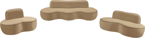 Marlow 100" Beige Velvet Upholstered Sofa, 1 Piece