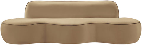 Marlow 100" Beige Velvet Upholstered Sofa, 1 Piece