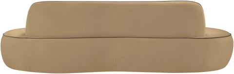 Marlow 100" Beige Velvet Upholstered Sofa, 1 Piece
