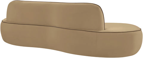 Marlow 100" Beige Velvet Upholstered Sofa, 1 Piece