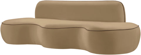 Marlow 100" Beige Velvet Upholstered Sofa, 1 Piece