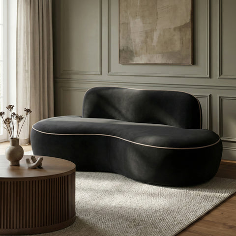 Marlow 77" Black Velvet Upholstered Loveseat, 1 Piece