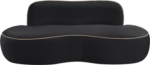 Marlow 77" Black Velvet Upholstered Loveseat, 1 Piece