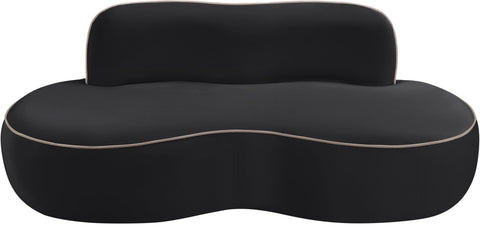Marlow 77" Black Velvet Upholstered Loveseat, 1 Piece