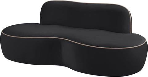 Marlow 77" Black Velvet Upholstered Loveseat, 1 Piece