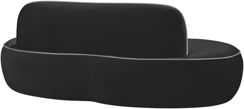 Marlow 77" Black Velvet Upholstered Loveseat, 1 Piece