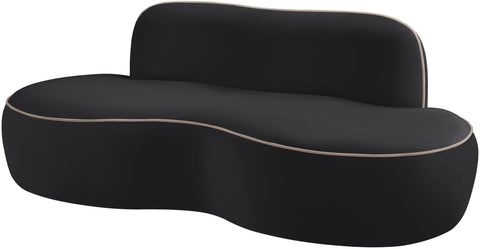 Marlow 77" Black Velvet Upholstered Loveseat, 1 Piece
