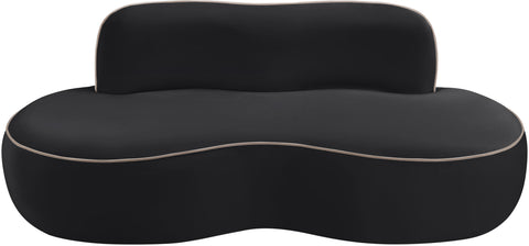 Marlow 77" Black Velvet Upholstered Loveseat, 1 Piece