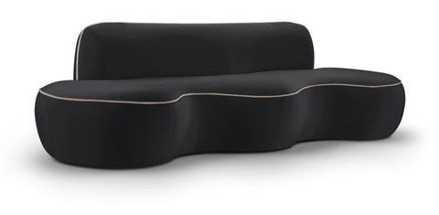 Marlow 100" Black Velvet Upholstered Sofa, 1 Piece