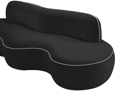Marlow 100" Black Velvet Upholstered Sofa, 1 Piece