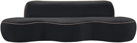 Marlow 100" Black Velvet Upholstered Sofa, 1 Piece