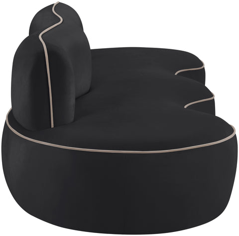 Marlow 100" Black Velvet Upholstered Sofa, 1 Piece