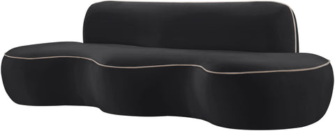 Marlow 100" Black Velvet Upholstered Sofa, 1 Piece