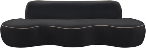 Marlow 100" Black Velvet Upholstered Sofa, 1 Piece