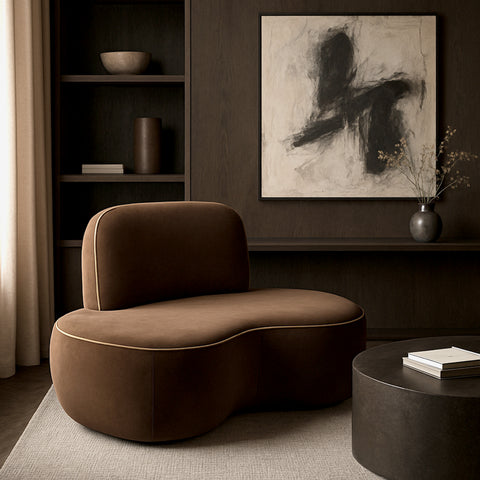 Marlow Brown Velvet Upholstered Chair, 1 Piece