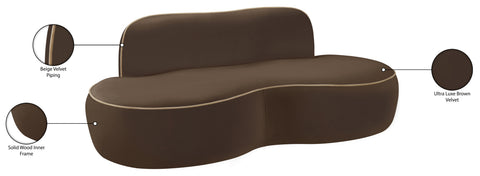 Marlow 77" Brown Velvet Upholstered Loveseat, 1 Piece