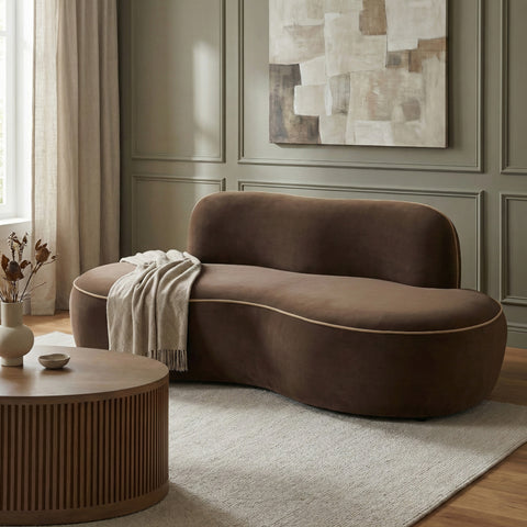 Marlow 77" Brown Velvet Upholstered Loveseat, 1 Piece