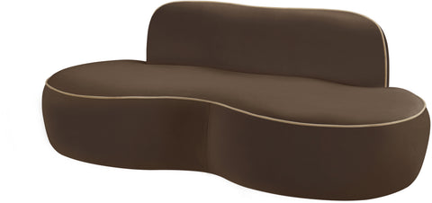 Marlow 77" Brown Velvet Upholstered Loveseat, 1 Piece