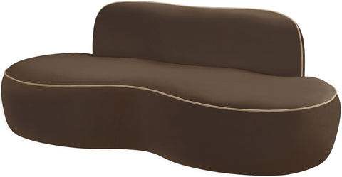 Marlow 77" Brown Velvet Upholstered Loveseat, 1 Piece