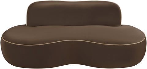 Marlow 77" Brown Velvet Upholstered Loveseat, 1 Piece