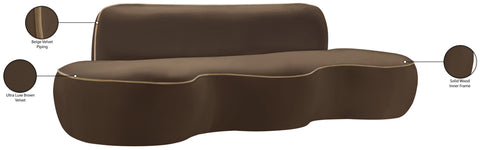 Marlow 100" Brown Velvet Upholstered Sofa, 1 Piece
