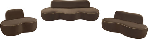 Marlow 100" Brown Velvet Upholstered Sofa, 1 Piece