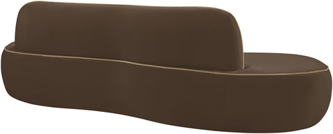 Marlow 100" Brown Velvet Upholstered Sofa, 1 Piece
