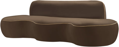 Marlow 100" Brown Velvet Upholstered Sofa, 1 Piece