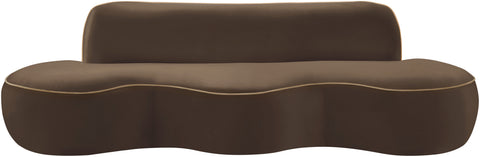 Marlow 100" Brown Velvet Upholstered Sofa, 1 Piece