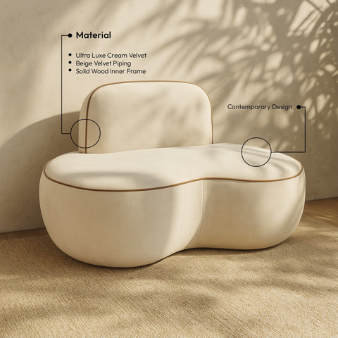 Marlow Cream Velvet Upholstered Chair, 1 Piece
