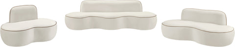 Marlow 77" Cream Velvet Upholstered Loveseat, 1 Piece