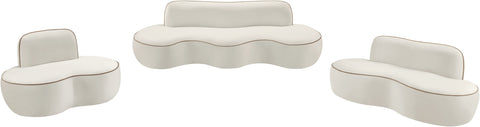 Marlow 77" Cream Velvet Upholstered Loveseat, 1 Piece