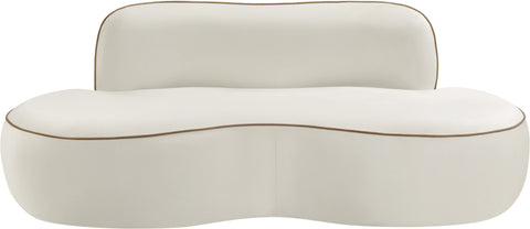 Marlow 77" Cream Velvet Upholstered Loveseat, 1 Piece