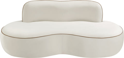 Marlow 77" Cream Velvet Upholstered Loveseat, 1 Piece