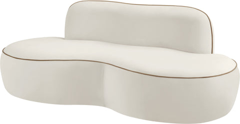 Marlow 77" Cream Velvet Upholstered Loveseat, 1 Piece