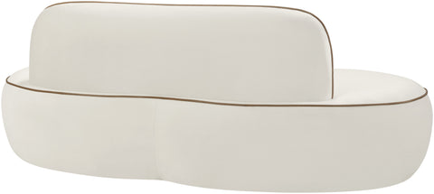 Marlow 77" Cream Velvet Upholstered Loveseat, 1 Piece