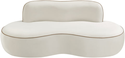 Marlow 77" Cream Velvet Upholstered Loveseat, 1 Piece