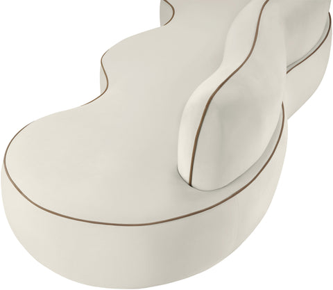 Marlow 100" Cream Velvet Upholstered Sofa, 1 Piece
