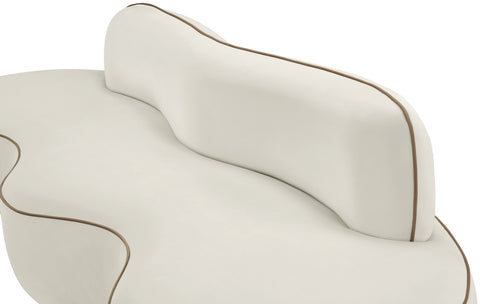 Marlow 100" Cream Velvet Upholstered Sofa, 1 Piece