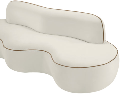 Marlow 100" Cream Velvet Upholstered Sofa, 1 Piece