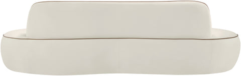 Marlow 100" Cream Velvet Upholstered Sofa, 1 Piece