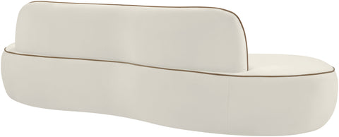 Marlow 100" Cream Velvet Upholstered Sofa, 1 Piece