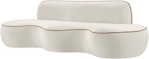 Marlow 100" Cream Velvet Upholstered Sofa, 1 Piece