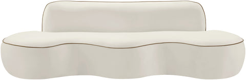 Marlow 100" Cream Velvet Upholstered Sofa, 1 Piece