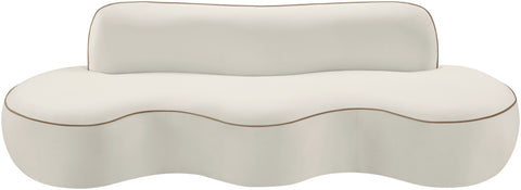 Marlow 100" Cream Velvet Upholstered Sofa, 1 Piece
