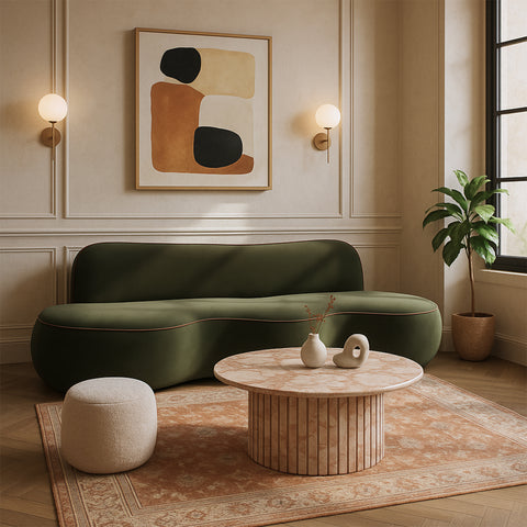 Marlow 100" Green Velvet Upholstered Sofa, 1 Piece
